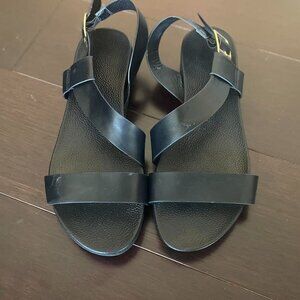 Greek black leather sandals